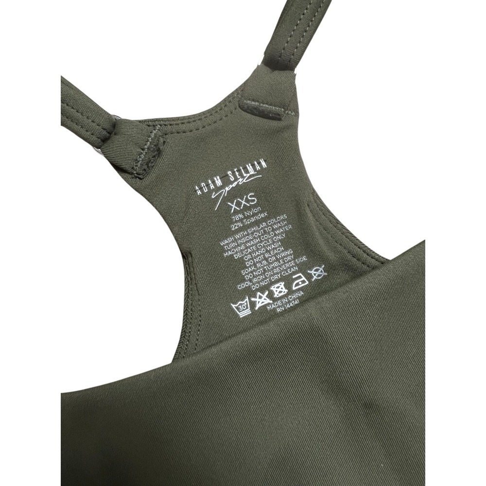 Adam Selman Sport Womens XXS Khaki Green Orange Stripe Racerback Sports Bra NEW - Picture 2 of 5